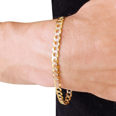 14K Gold 8 1/2 Inch Solid Curb Chain Bracelet