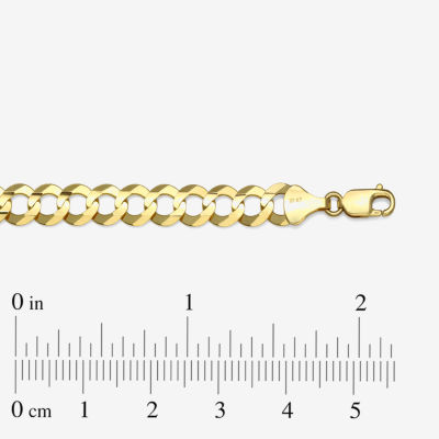 Mens 10K Gold 8 1/2 Inch Solid Curb Chain Bracelet