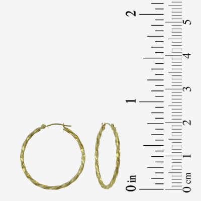 14K Yellow Gold  28mm Textured Hoop Earrings