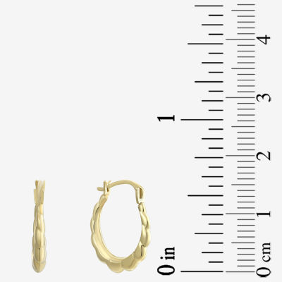 Small Scalloped Edge Hoop Earrings 10K Gold