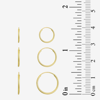 10mm, 12mm, 14mm Hoop 14K Gold 3 Pair Earring Set