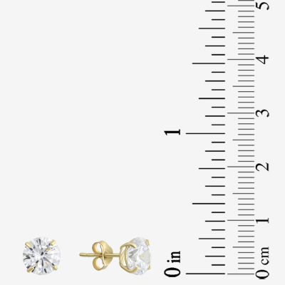 White Cubic Zirconia 10K Gold 6mm Stud Earrings