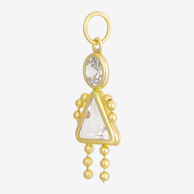 10K Gold April Birthstone Babies Girl Charm