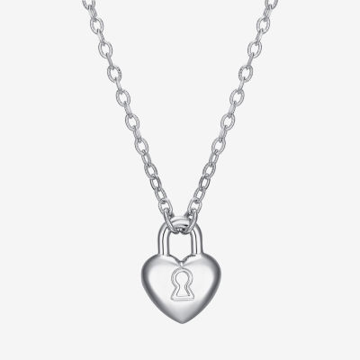 Womens Sterling Silver Heart Pendant Necklace