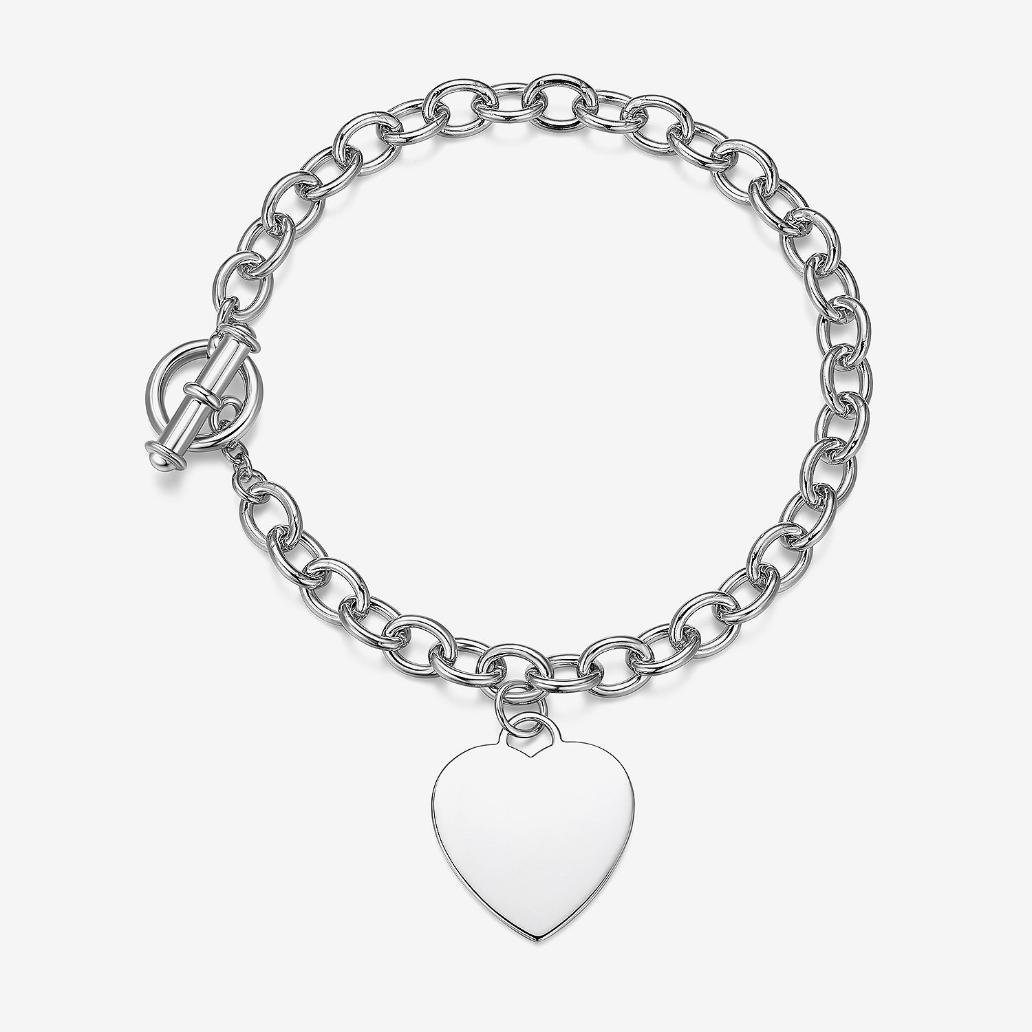 Sterling Silver 7.25 Inch Solid Cable Heart Link Bracelet - JCPenney
