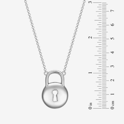 Womens Sterling Silver Round Pendant Necklaces