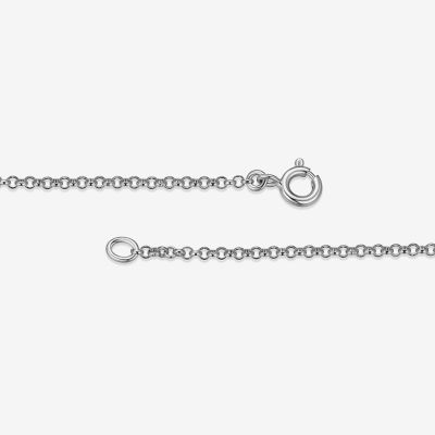 Womens Sterling Silver Round Pendant Necklace