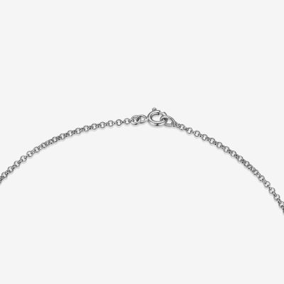 Womens Sterling Silver Round Pendant Necklace