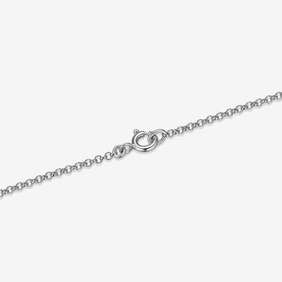 Womens Sterling Silver Round Pendant Necklace