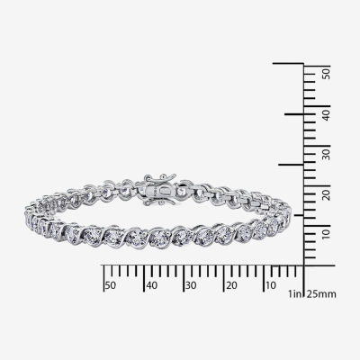 DiamonArt® White Cubic Zirconia Sterling Silver 8 Inch Tennis Bracelet