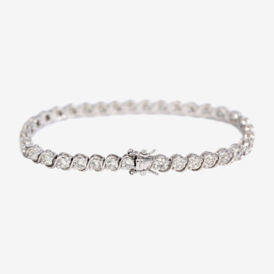 DiamonArt® White Cubic Zirconia Sterling Silver 8 Inch Tennis Bracelet