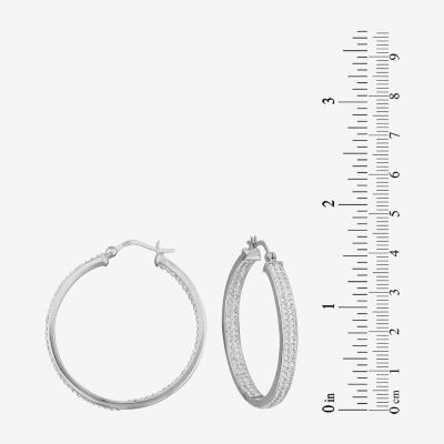 Sterling Silver Crystal In/Out Hoop Earrings