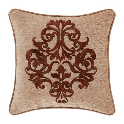 Sandstone Beige Square Embellished Decorative Throw Pillow 18 x 18 By J  Queen