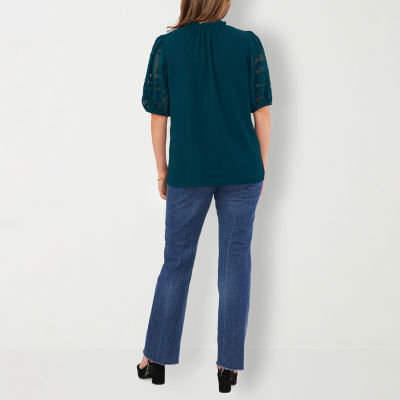 Sam And Jess Womens V Neck Elbow Sleeve Blouse