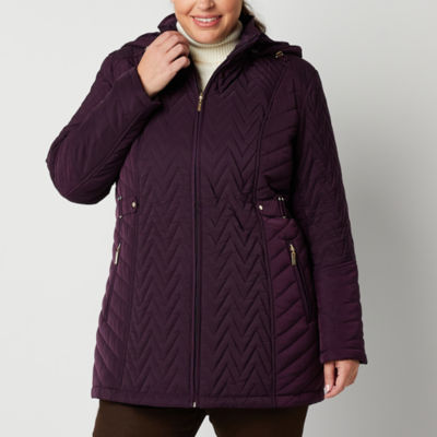 Gallery Womens Plus Removable Hood Midweight Quilted Jacket