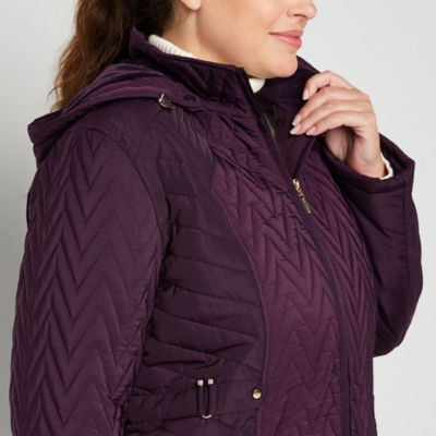 Gallery Womens Plus Removable Hood Midweight Quilted Jacket