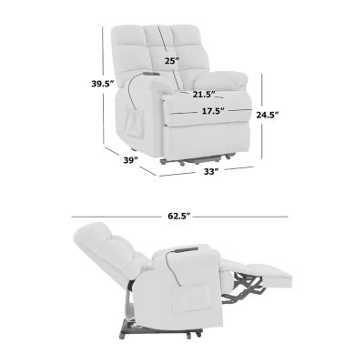 ProLounger Xeta Biscuit Tufted Power Recline and Lift Chair in Stain-Resistant Microfiber