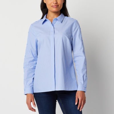 Liz Claiborne Womens Long Sleeve Regular Fit ButtonDown Shirt JCPenney