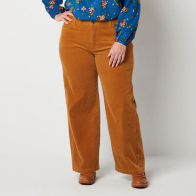 St. John's Bay Womens High Rise Wide Leg Corduroy Pant