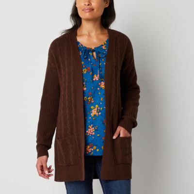 St. John's Bay Womens Long Sleeve Open Front Cardigan