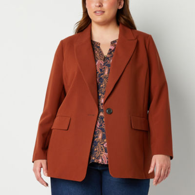 Liz Claiborne Womens Classic Fit Blazer, Color: Brandy Brown - JCPenney