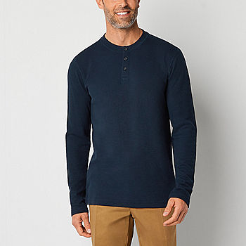 St. John's Bay Waffle Mens Henley Neck Long Sleeve Classic Fit Thermal Top  - JCPenney