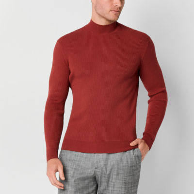 J. Ferrar Slim Mens Mock Neck Long Sleeve Pullover Sweater