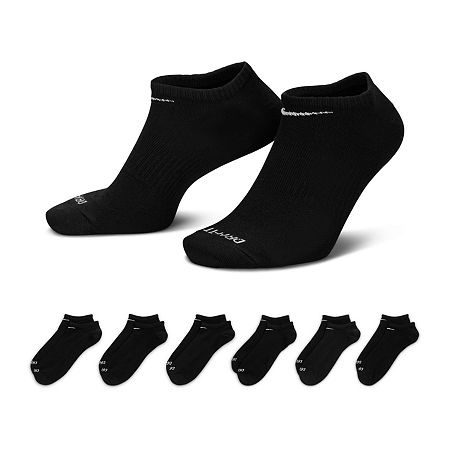 Nike Everyday Plus Lightweight Unisex Adult Multi-Pack 6 Pair No Show Socks, Medium, Black