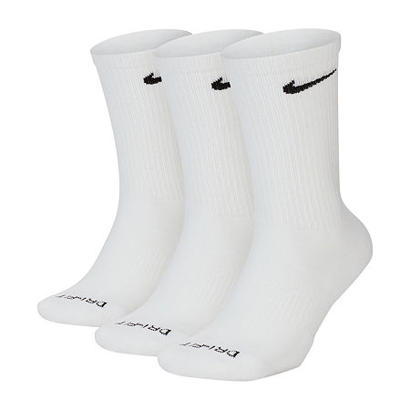 Nike Everyday Plus Cushioned Unisex Adult 3 Pair Crew Socks, Large, White