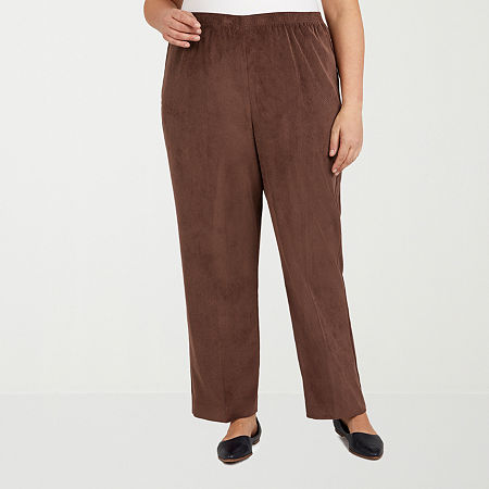 Alfred Dunner Classics Womens Straight Corduroy Pant, 16w Short, Brown