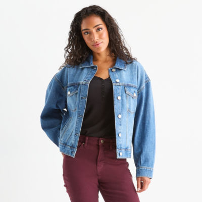 a.n.a Womens Denim Midweight Jacket - JCPenney