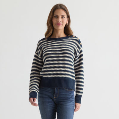 St. John's Bay Womens Crew Neck Long Sleeve Pullover Sweater