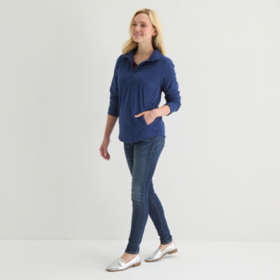 St. John's Bay Womens Mock Neck Long Sleeve Quarter Zip Sweatshirt