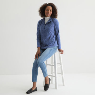 St. John's Bay Womens Long Sleeve Quarter-Zip Pullover