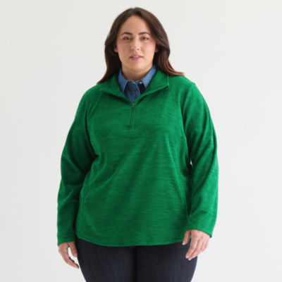 St. John's Bay Womens 1/4 Zip Polar Fleece Long Sleeve Plus Sweatshirt