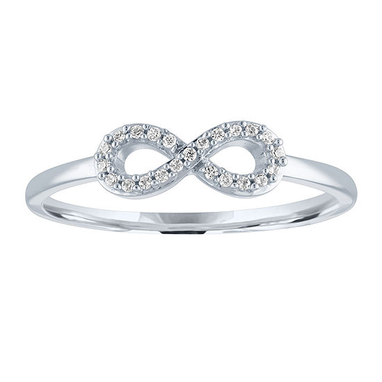Womens Diamond Accent Genuine White Diamond 10K White Gold Infinity Cocktail Ring