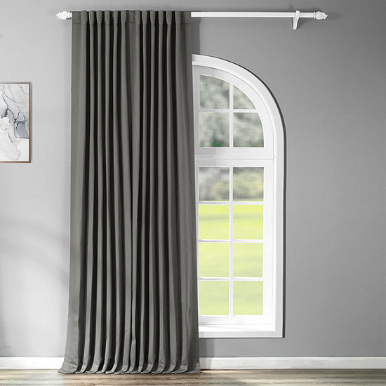 Exclusive Fabrics & Furnishing Solid Extra Wide Blackout Rod Pocket Back Tab Single Curtain Panel