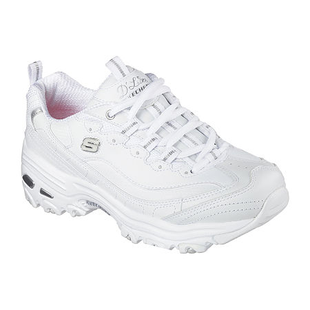 Skechers Womens D'Lites Fresh Start Walking Shoes, 9 1/2 Medium, White