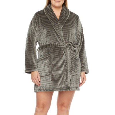 Liz Claiborne Womens Plus Long Sleeve Short Length Robe