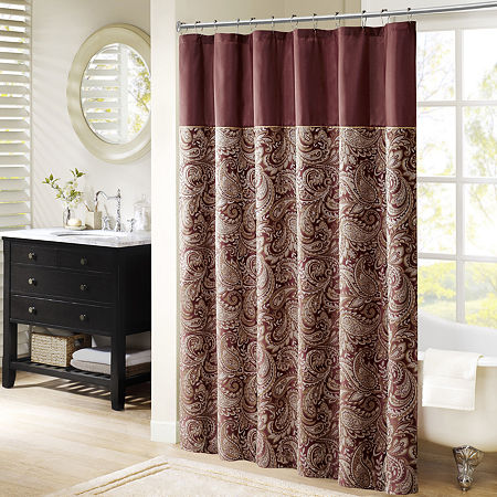 Madison Park Whitman Shower Curtain, One Size, Red