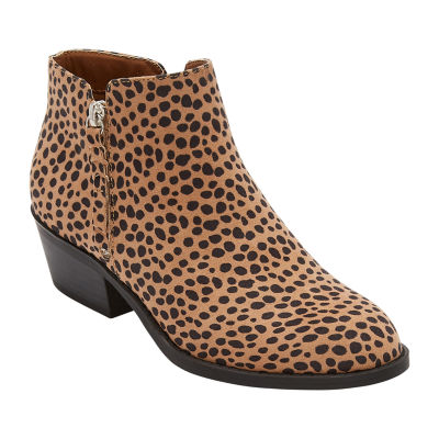 Arizona Womens Canyon Block Heel Booties, Color: Spotted Animal - JCPenney