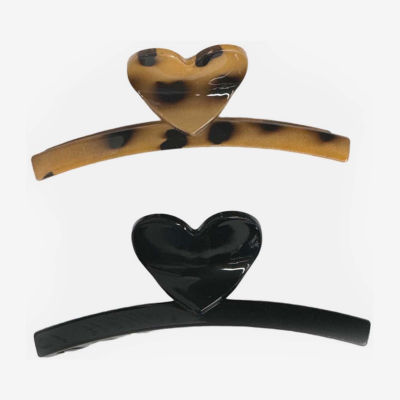 Bijoux Bar Heart Leopard 2-pc. Claw Hair Clip