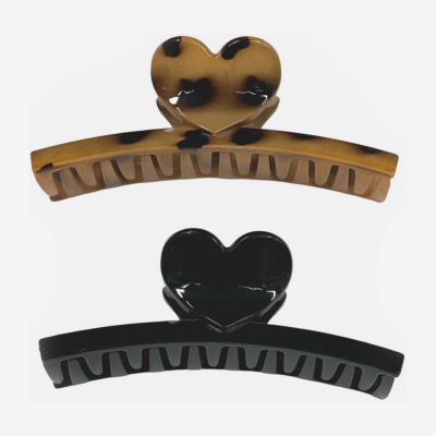 Bijoux Bar Heart Leopard 2-pc. Claw Hair Clip