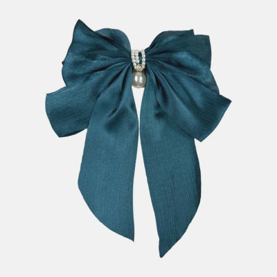 Bijoux Bar Teal Bow With Pearl Hair Bow