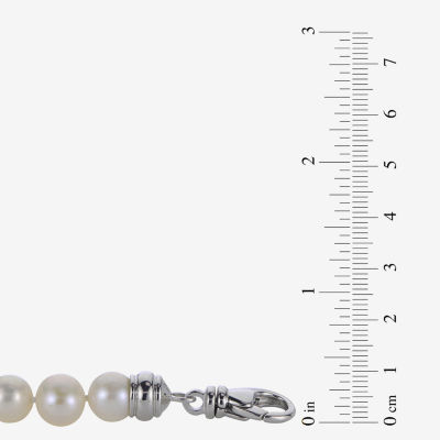 Womens White Cultured Freshwater Pearl Sterling Silver Strand Bracelet