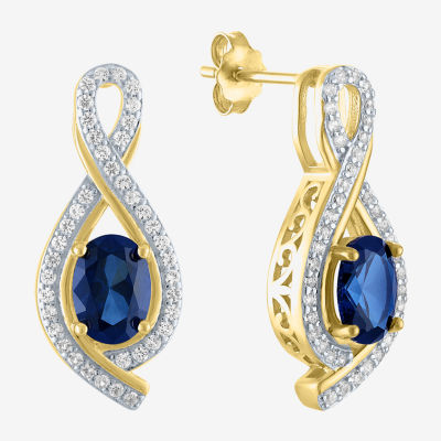 Lab Created Blue Sapphire 14K Gold Over Silver Jewelry Set