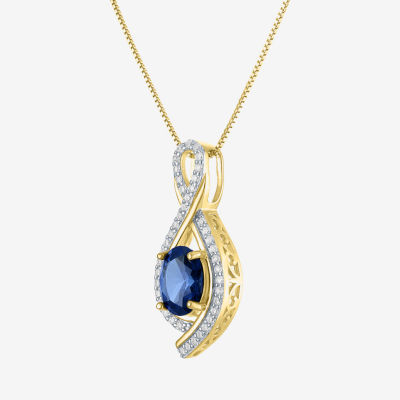 Lab Created Blue Sapphire 14K Gold Over Silver Jewelry Set