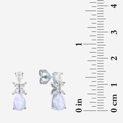 Lab Created White Opal Sterling Silver Drop Earrings