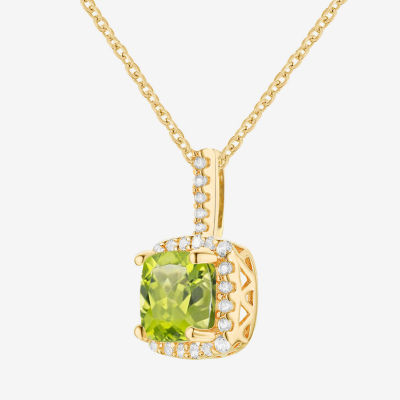 Womens Genuine Green Peridot 14K Gold Over Silver Pendant Necklace