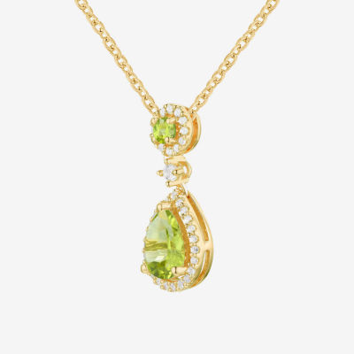 Womens Genuine Green Peridot 14K Gold Over Silver Pendant Necklace